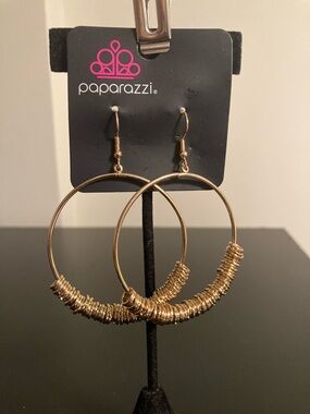 paparazzi Gold Coil-Wrapped Hoop Earrings